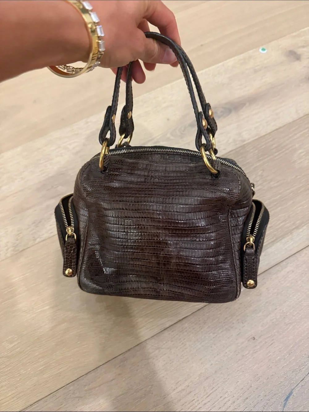 Tod’s genuine lizard skin small too handle bag